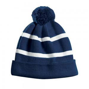 FINE KNIT TEAM TUQUE WITH MICROFLEECE LINING, CUFF AND POMPOM