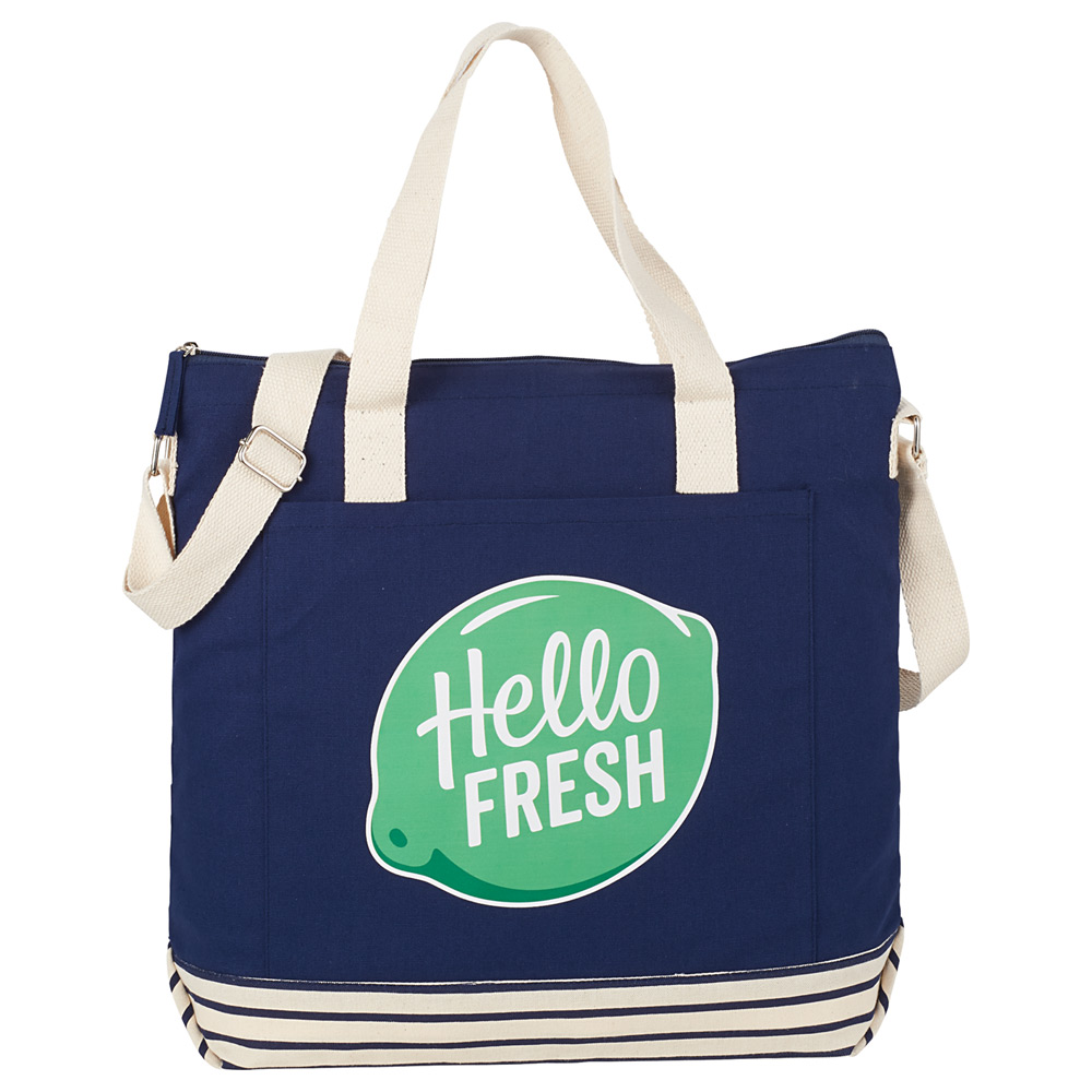 10 oz. Cotton Canvas Striped Tall Beach Tote
