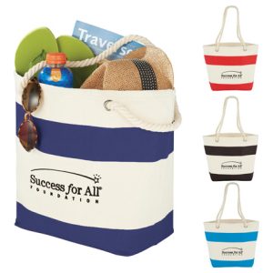 12 oz. Cotton Canvas Capri Stripes Shopper Tote