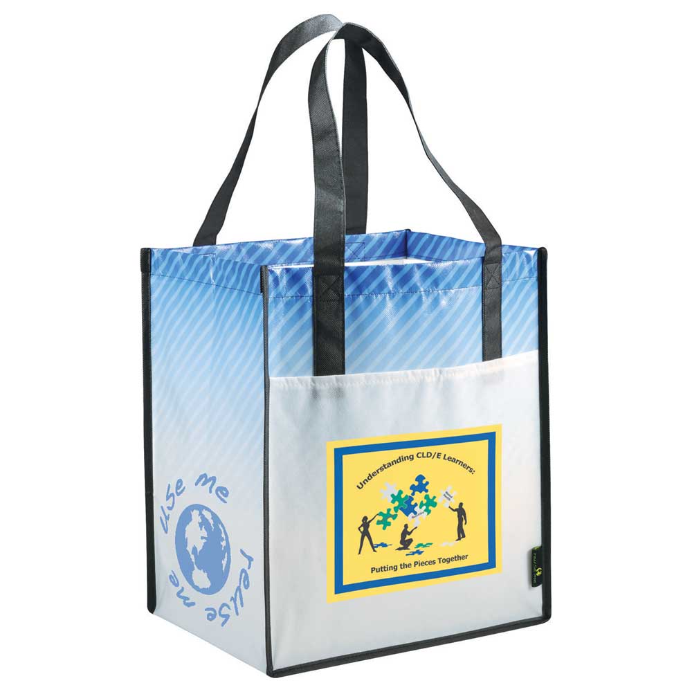 Big Grocery Striped Laminated Non-Woven Tote