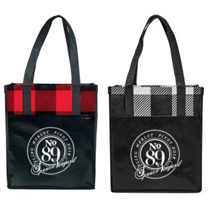Buffalo Plaid Laminated Grocery Tote