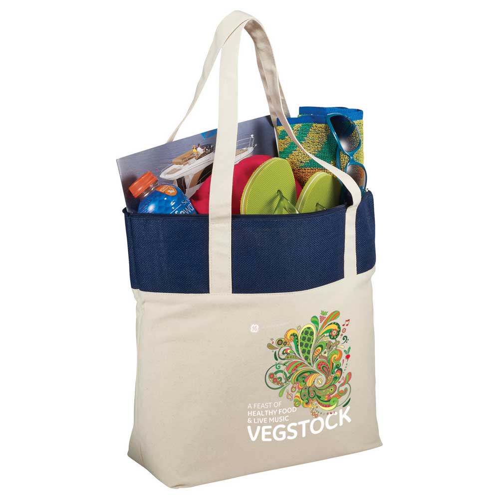 Jute Accent 10oz Cotton Canvas Zippered Tote - Image 2