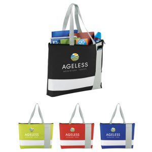 Tri Block Zippered Business Tote