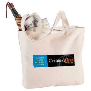 Zippered 12oz Cotton Canvas Shopper Tote