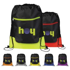 Libra Front Zipper Drawstring Bag