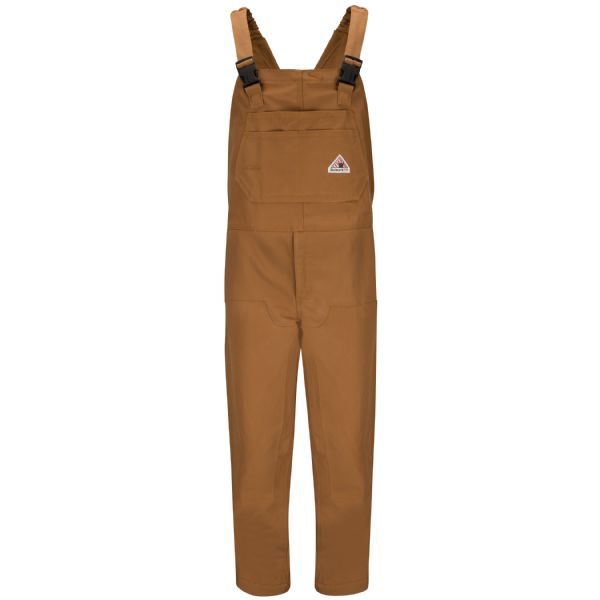 Men's Heavyweight Fr Insulated Brown Duck Bib Overall With Knee Zip