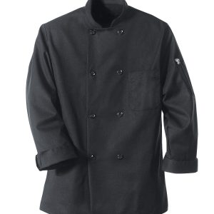 Red Kap® Chef Designs® Eight Pearl Button Black Chef Coat Kt76